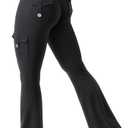 YEOREO CoreFlex Women Workout Flare Leggings with Pockets Hidden Scrunch High Waisted Cargo Gym Yoga No Front Seam Leggings M