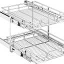 2-Tier Kitchen Cabinet Pull Out Shelf and Drawer Organizer Slide Out Pantry Storaqe Basket in Multiple Sizes (18" W x 21" D)