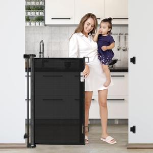 Extra Tall 42-Inch Black Dog & Baby Gate - 56" Wide, Adjustable, Retractable for Stairs, Doorways, Hallways ((42" Tall x 56" Wide))