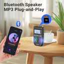 PRUNUS J-618 Portable Radio AM FM with Bluetooth Earphone Output & Bluetooth Speaker Mode, 2000mAh Rechargeable Battery, Micro SD Playback with Shuffle & Sequential Play, Headphone Jack, Sleep Timer