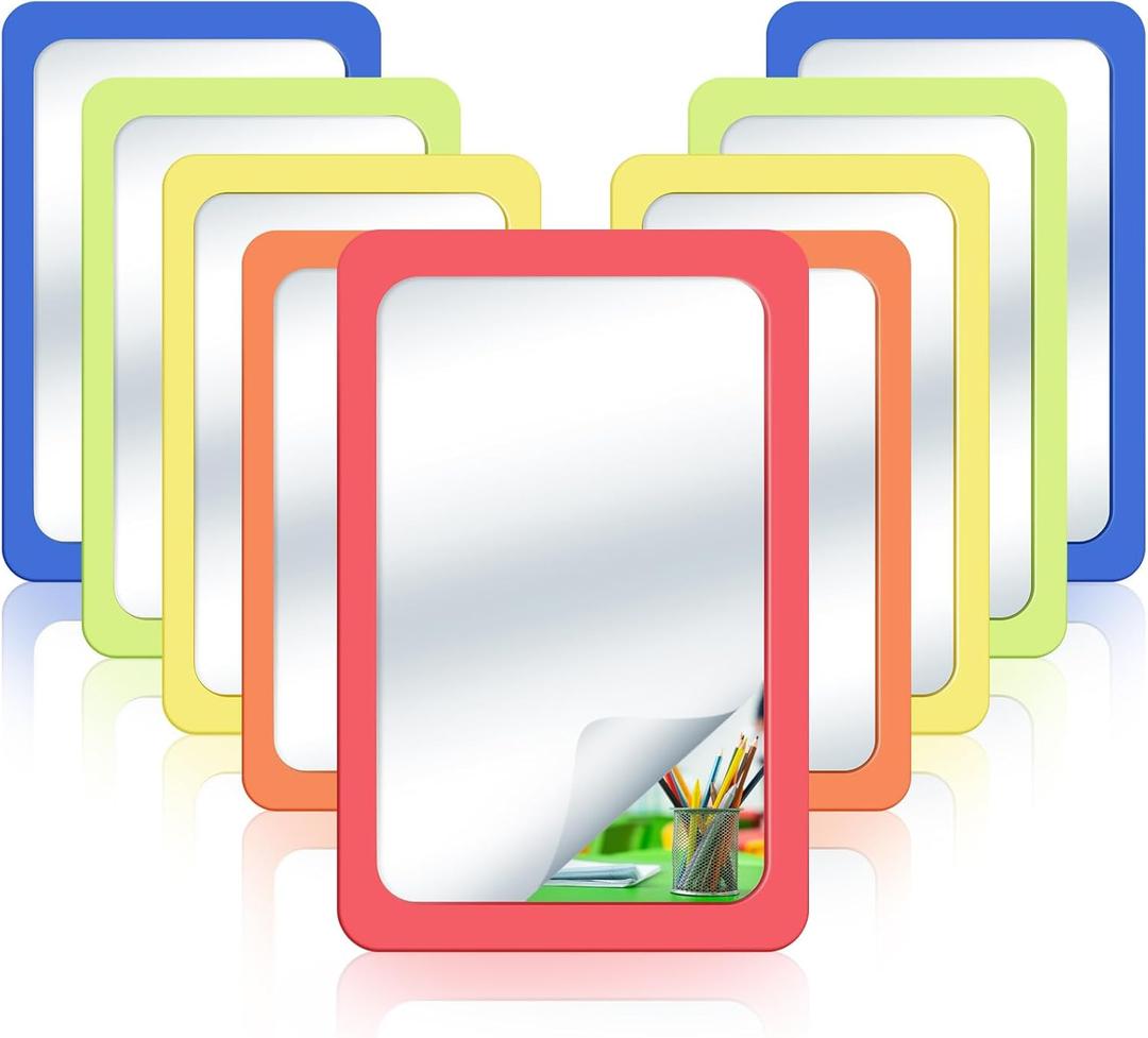 Dandat 10 Pcs Unbreakable Shatter Proof Mirror for Kids 6 x 4 Inches Small Pastel Unbroken Lock Mirrors Bulk for School DIY Crafts Nursery Montessori Daycare Classroom Speech Therapy (Warm Colors)