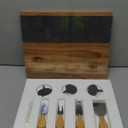 Juvale Wooden Cheese Charcuterie Board with Slate Inlay, 4-Piece Knife Set, 3 Signs (14 x 11 In, 9 Pieces)