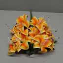 Hollyone 6 Heads Orange Artifical Lily Flowers 2Pcs Fake Fall Flowers Artificial for Decoration Faux Stargazer Lilies Flowers Bush Arrangement Bouquets Lily Stem for Indoor Outdoor Home Fall Decor