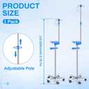 Medical Iv Pole with Wheels, Stainless Steel Adjustable 43.3" to 78.7" Height, Iv Stand with 4 Hook, 5 Caster Base, Tray & Hanging Net for Hospital, Home Infusion Practice and Therapy(Blue,Classic)