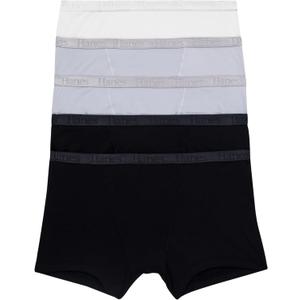 Hanes Women's Originals Ultra SuperSoft Boxer Brief Underwear (5-Pack) (Black/Silver Opal/White)
