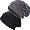 1 EINSKEY Lightweight Slouchy Beanie for Men Women, Oversize Thin Cotton Skull Cap Chemo Cap Night Sleeping Hat for All Seasons