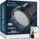 MyHalos Filtered Shower Head for Hard Water Filter - High Pressure, Removes Chlorine - Shower Head Filter for Hard Water Softener Showerhead, Easy Install, For Hair & Skin, Filtering (Black)