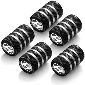 5pcs tire Valve stem caps, Metal auto tire Protective Valve Cap, for Hyundai Elantra Sonata Tucson Santa Fe Genesis Equus Azella All Models Wheel Cap,Car Tyre PartsXD-Black