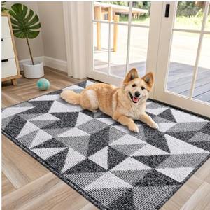 OLANLY Door Mat Indoor Entrance, 48x32, Non-Slip, Absorbent, Dirt Resist, Washable Mat, Low-Profile Inside Entry Doormat for Entryway, Black