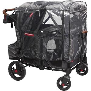 Radio Flyer Voya Quad Stroller Wagon Rain Cover with Storage Bag, Black, Waterproof Stroller Cover for 4-Seater Wagon with High Sides, Fast-Drying Design, Zippered Side Panel for Easy Access
