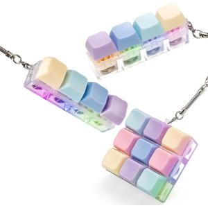 3 Pcs Keyboard Fidget Toy for Adults Fidgets Clicker Toys with LED Lights Keyboard Keychain Stress Relief for Anxiety Decompression (Colorful)