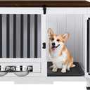 Agitree 33.3 Inch Wooden Dog Crate Furniture - Multi-Functional Dog Crate Side Table with 360° Swivel Feeder for Small and Medium Dogs with Removable Tray, Easy to Assemble, Easy to Clean