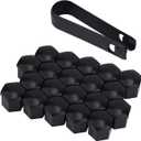 BOXOB 20pcs 21mm Hexagonal Nut Covers, Car Wheel Lug Nut Covers with Removal Tool Wheel Bolt Caps Automotive Exterior Accessories for Most Car (Black)