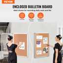 VEVOR 36"x24" Enclosed Cork Board with Aluminum Frame Lockable Bulletin Board with Acrylic Door & 2 Keys Weather-Resistant Wall Display Case for School, Home, Office