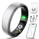 Smart Ring for Women Men, Health Fitness Tracker Ring with Heart Rate/Sleep Tracker/Blood Oxygen/HRV/Stress/Calorie/Steps, IP68 Waterproof for iOS & Android, No APP Fees(Silver,7#)