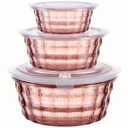 Taiuloo 3-Piece Salad Bowls with Lids, BPA Free Plastic Meal Prep Containers To Go for Lunch, Kitchen Food Storage & Serving Bowls for Salad, Snack, Fruit, Veggie, Pink