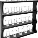 23 Shot Glasses Holder,Wood Shot Glass Display,Shot Glass Display Case,Wall-Mounted Shadow Box for Home and Bar Decor(Black)