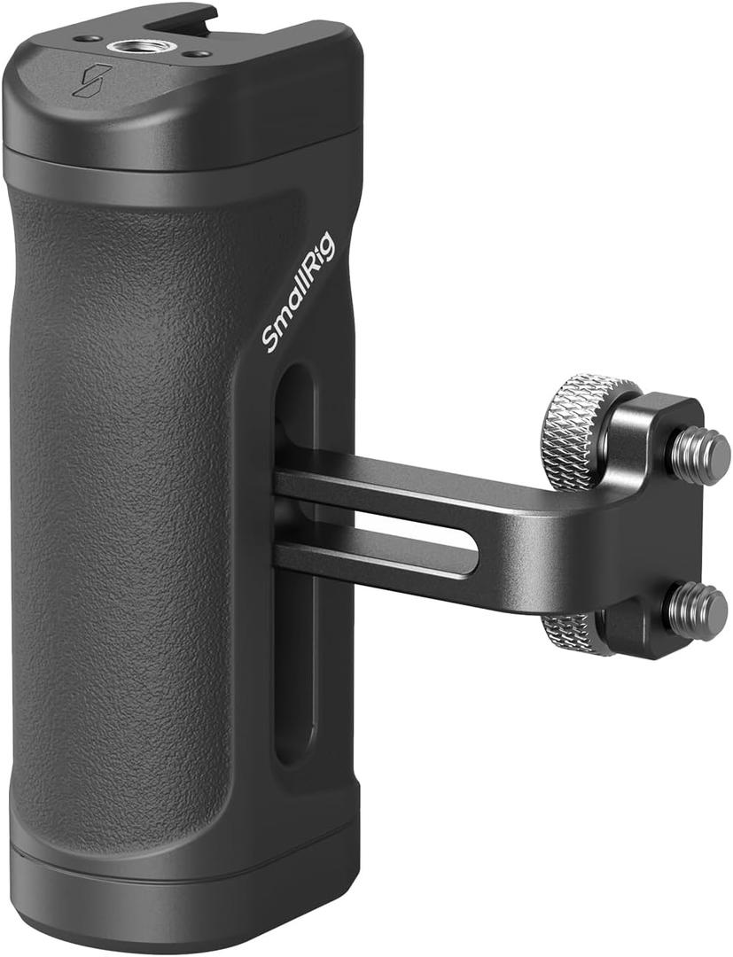 SmallRig Mini Side Handle for 1/4"-20 Threaded Holes, Camera Cage Handle for Left or Right Hand, Up and Down Adjustable, with Built-in Cold Shoe & Threaded Hole - 4755