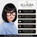 ALLAURA Tina Belcher Wig + Black Glasses + Yellow Hair Clip Set, Edna Black Bob Wig – Compatible with Tina Belcher Costume Adult