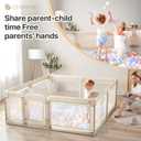 Baby Playpen with Walk-in Gate & Zipper Door, 79x71in Extra Large Playpen for Babies and Toddlers, Sturdy Indoor Play Pen with Breathable Mesh & Safety Lock(Khaki)