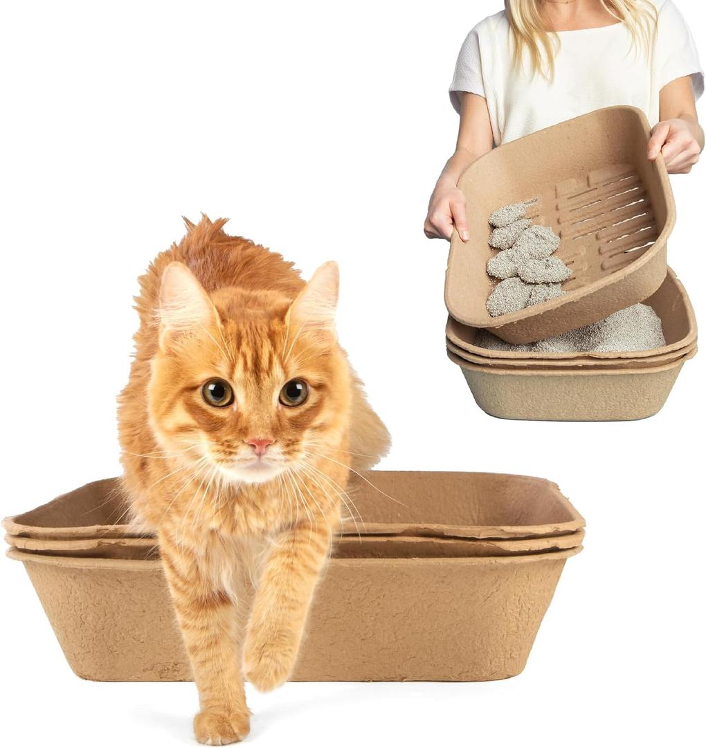 Kitty Sift (Set of 2 Litter Boxes & 1 Sifting Liner) Disposable Sifting Cat Litter Box Jumbo, 1Count, Durable and Portable for Travel with Odor Control