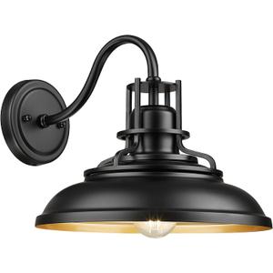FEMILA 12 Outdoor Barn Light Fixture, Exterior Lighting Fixtures, Black Wall Mount Porch Lights Outdoor House Lights for Front Door 4FY15-1W BK