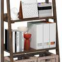 Furinno Ladder 5-Tier Book Shelf, Leaning Standing Shelf, Amber Pine