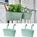2 Pcs Metal Hanging Flower Plant Pots, Metal Bucket Flower Pots, Fence Bucket, Hanging Flower Pot for Indoor and Outdoor, Storage Bucket in Kitchen or Bathroom, Detachable Hook ASIN: B08KGK6VTP