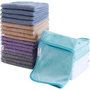 Cosy Family 24 Pack Soft Washcloths Set - 12 x 12 inches, Quick Drying - Highly Absorbent Coral Velvet Fingertip Towel Bathroom Wash Clothes for Bath, Spa, Facial, Kitchen - Warm Color