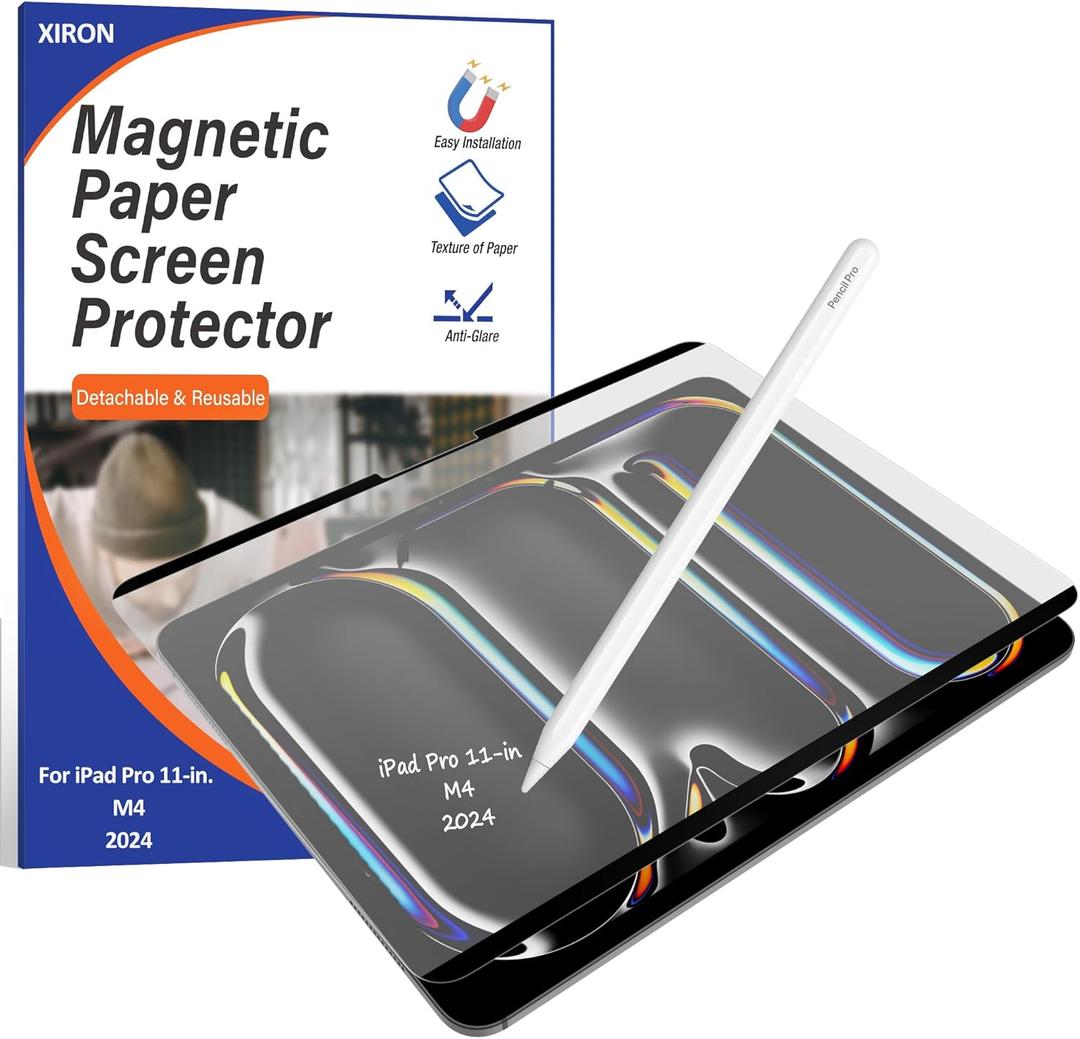 Magnetic Paper Screen Protector for iPad Pro 11-inch (M4) 2024, Matte Detachable and Reusable Screen Protector, Write and Draw Feel Like on Paper, Anti-Glare and Anti-Scratch
