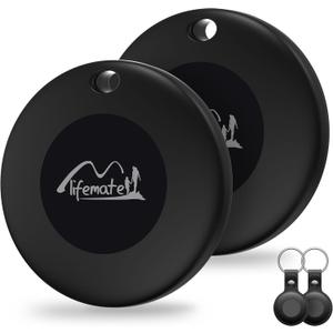 MiLi Key Finder Luggage Tracker, Play Sound, Works with Apple Find My(iOS Only), Apple MFi Certified Portable Bluetooth Tracker, Tracking Tag for Keys Suitcase Bags (2, with Leather Case)