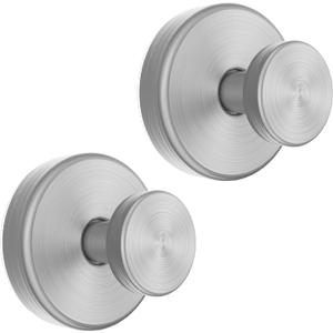 Suction Cup Hooks for Door Wreaths, Vacuum Suction Wreath Hanger for Front Door Window Glass, Bath Robe Looafh Shower Hooks for Inside Shower - 2 Pack, Silver