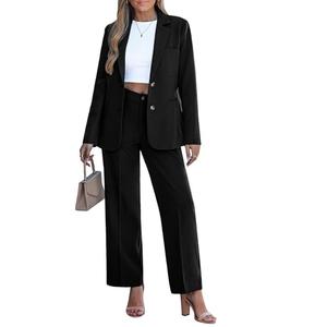 luvamia Elegant Womens Pantsuit Black Sets Women 2 Piece Outfits Women Pant Suits Dressy Casual Corporate Outfits for Pantsuit Long Sleeve Blazer Sets Black Size Medium US 8 to 10 Size M