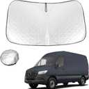 Thickest Foldable Windshield Sun Shade fit for Mercedes Benz Sprinter 2007-2025,Freightliner Cargo Crew Mercedes Sprinter Van Front Window Sunshade Sun Visor Cover Blocks UV Rays Keep Your Car Cooler