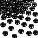 FUTUREPLUSX 1LB Black Flat Glass Marbles, Glass Pebbles Vase Filler, Dark Beads Fishbowl Decorative Gem for Table Scatter Home Decor