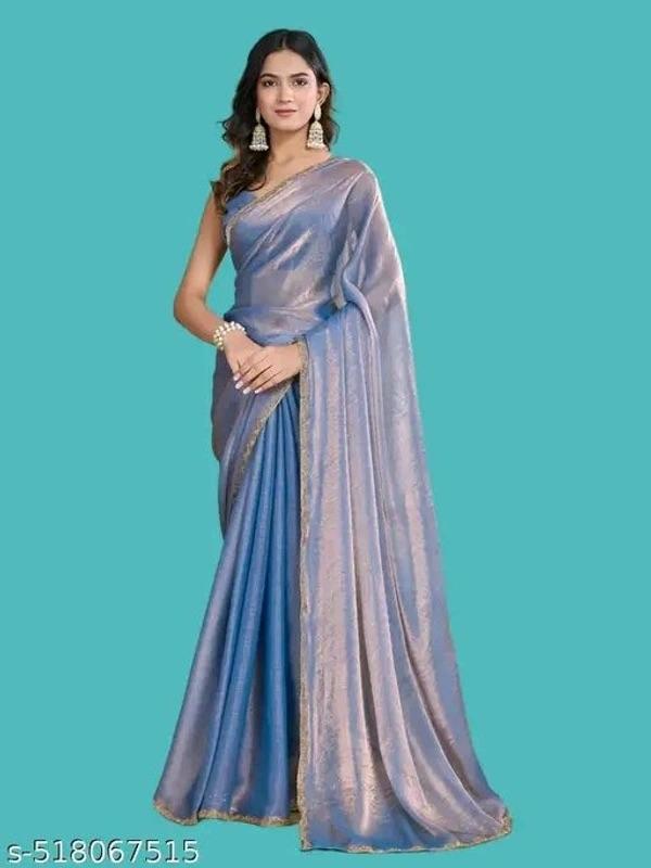 BackBox Trending Two-Tone Fandy Silk Saree with Designer Border Viral Insta Tiktok Party Wear Sari, One Size 