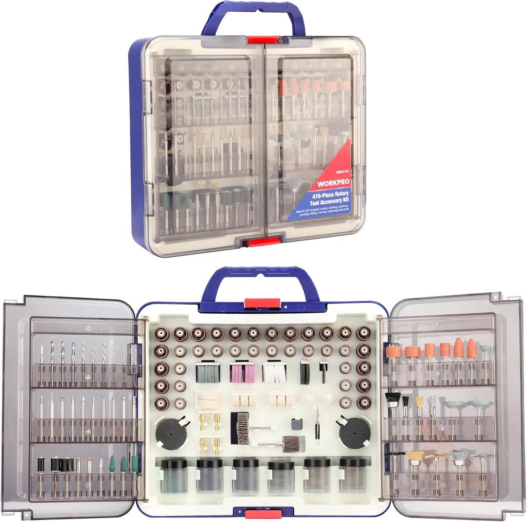 WORKPRO 476PCS Rotary Tool Accessories Kit, Rotary Tool Bits for Easy Cutting, Sanding, Grinding, Carving, Polishing, Drilling and Engraving