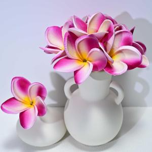 Birthday Gifts for Women 10pcs White Hot Pink Flowers PU Real Touch Flowers Hawaiian Plumeria Frangipani Artificial Flowers for DIY Birthday Gifts Wedding Gifts Home Decor Table Centerpiece