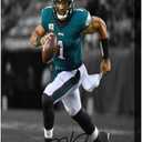 WHZKCYH American Football Sports Eagles Poster For Kids Fun Teen Birthday Christmas Gifts Jalen Hurts Rugby Star Posters Frames Canvas Wall Art Print Picture For Home Room Decor