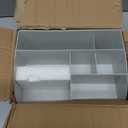 Desk Organizer with 6 Compartments and 2 Drawers, Plastic Makeup Organizer, Pen Holder for Desktop Storage, Desk Organization for School, Home, Office Supplies (Grey)