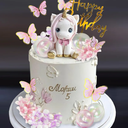 DRWATE Unicorn Cake Topper Unicorn Cake Decorations with Artificial Flower Ball Butterfly Happy Birthday Cake Decorations for Girls Women Birthday Party Baby Shower Supplies (Flower)
