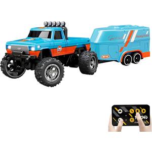 Mini Rc Truck, 1:64 Scale Monster Truck Remote Control Car with Lights, 2.4Ghz Remote Control, Speed/Steering Adjustable (Blue-A)
