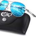 CGID GA61 Premium Al-Mg Alloy Pilot Polarized Sunglasses UV400, Full Mirrored Spring Hinges Sun Glasses for Men Women Shades (Al-mg Frame |62mm| Silver Blue)