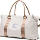 Travel Duffel Bag,Sports Tote Gym Bag,Shoulder Weekender Overnight Bag for Women (Beige & Brown)