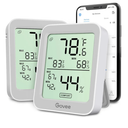 Govee Indoor Hygrometer Thermometer 2 Pack, Humidity Temperature Gauge with Large LCD Display, Notification Alert with Max Min Records, 2 Years Data Storage Export for Room Greenhouse, Grey