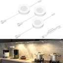 WOBANE Hardwired Under Cabinet Lights,Linkable LED Puck Lighting with Switch,DIY Under Counter Light for Kitchen,Showcase,Bookcase,Recessed&Wall Plug in,Natural White 4000K,120V,Set of 3