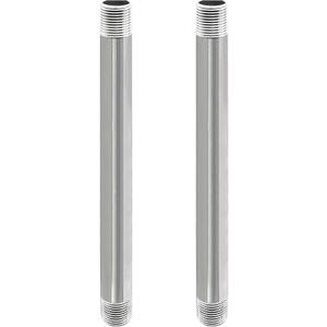 GeilSpace 3/4" x 12" Stainless Steel Pipe, 304 Pipe Nipple Fits Standard 3/4 Inch Threaded Pipes and Fittings, DIY Industrial Metal tube (2 PCS)