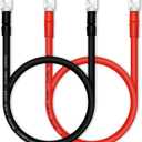 8 AWG Battery Cable With Terminals, 2PCS Copper Cables