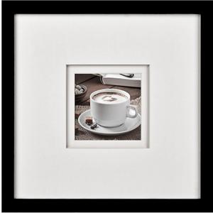 Yaetm 12x12 Square Picture Frame Matted to 5x5, Double Floating Ivory Mat, Black Photo Frame with Polished Tempered Glass for Wall Gallery, Home and Office, Wall Mounting, Single, Black