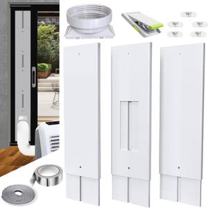 Aozzy 95"Sliding Glass Door AC Vent Kit with Universal 5.1/5.9"ac Hose Adapter, Security Lock & weather stripping, Portable Air Conditioner installation Plates kit for Sliding Door/Window/Balcony